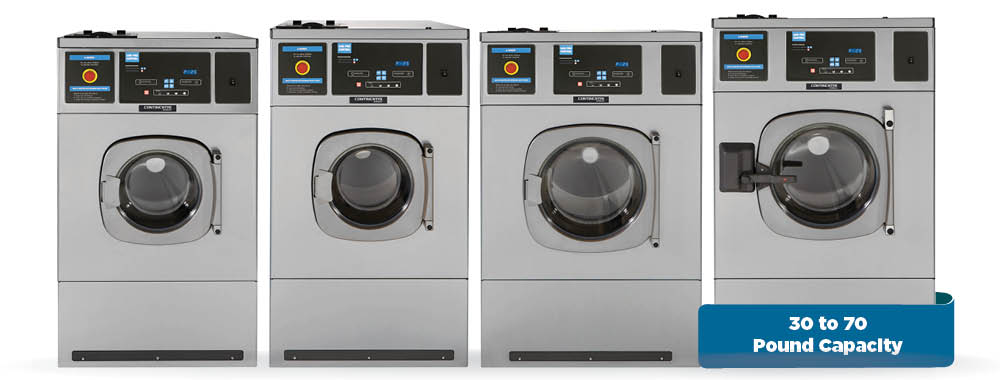 RMG washers come in 30 to 70 pound capacity